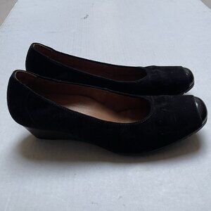 Paul Green Shoes Womens UK6.5 US 9 Wedge Suede Slip On Toe Cap Goth Fairy Grunge